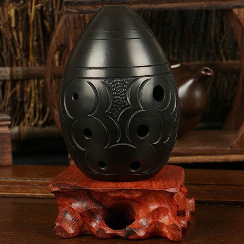 Musical Instrument Drawing - 8 Holes Ocarina Black Portable Ceramic